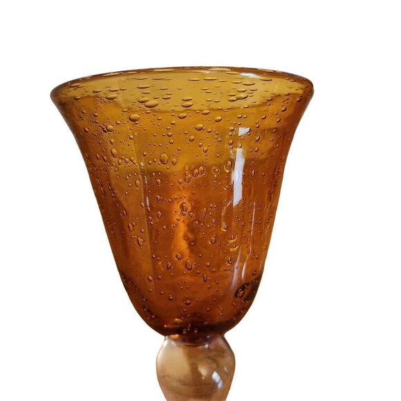 Artland Seeded Bubble Glass Goblets Set Of 4 Iris Amber 14 Oz Gold Iced Tea Vtg - Picture 4 of 5